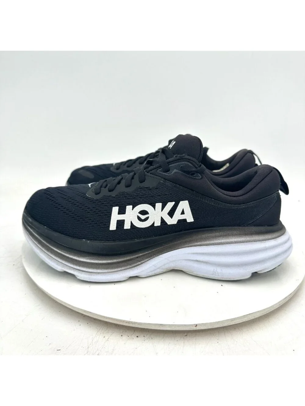 Hoka One One Bondi 8 Women Size 7.5B 1127952-BWHT Black White Shoes